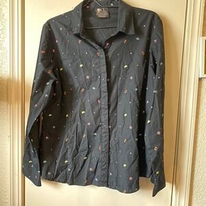 Taco Bell Button‎ Down Shirt Womens L Black Manage Long Sleeve Collared